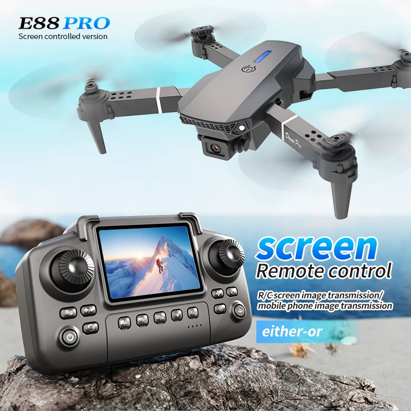 전문가용 E88 PRO 드론, 화면 탑재 8K HD 카 - Drone Controller Screen 리뷰 및 가격