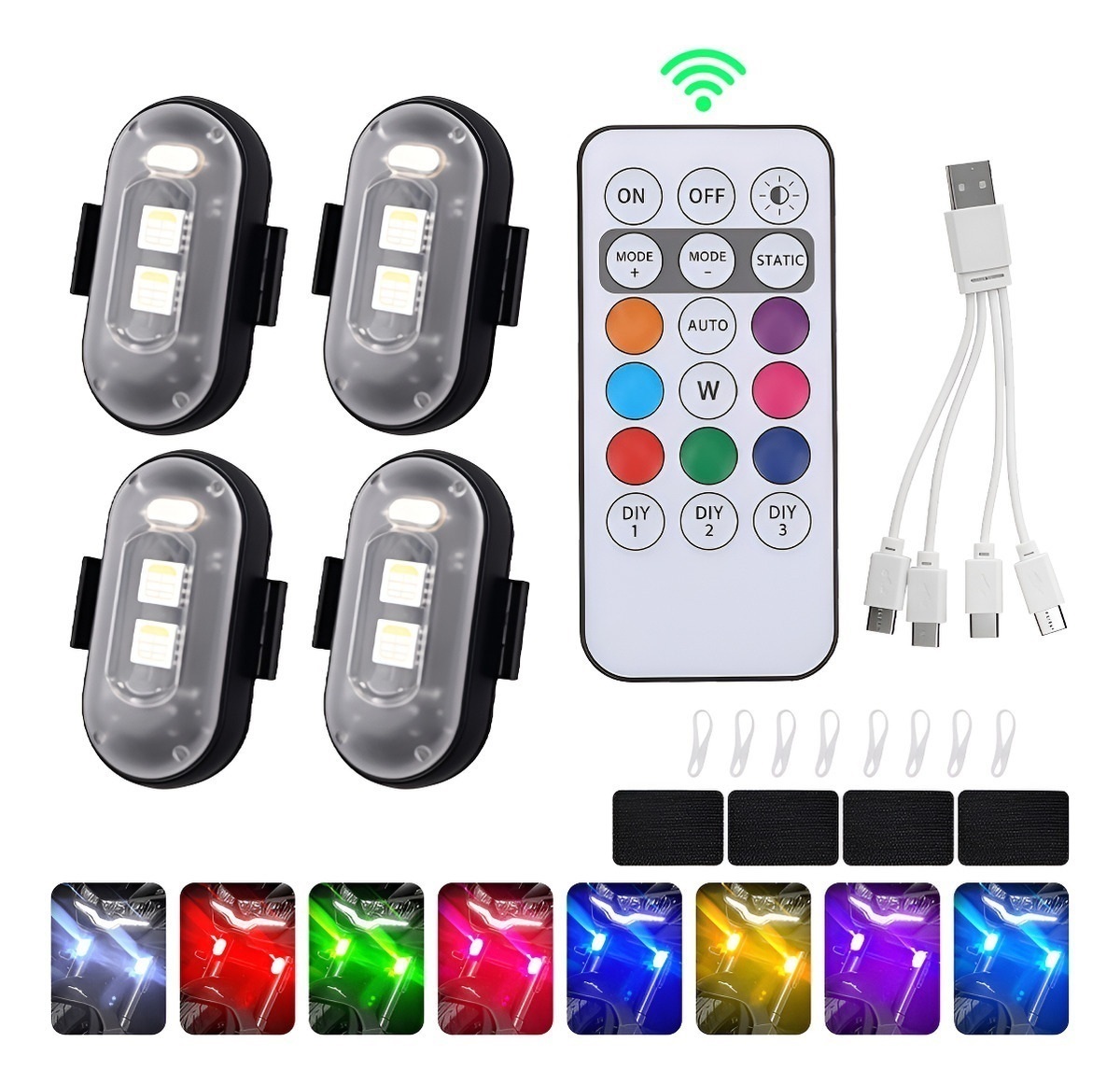 4개 LED 스트로브 라이트, 리모컨 포함, 8가지 색 - Drone Strobe Light 리뷰 및 가격